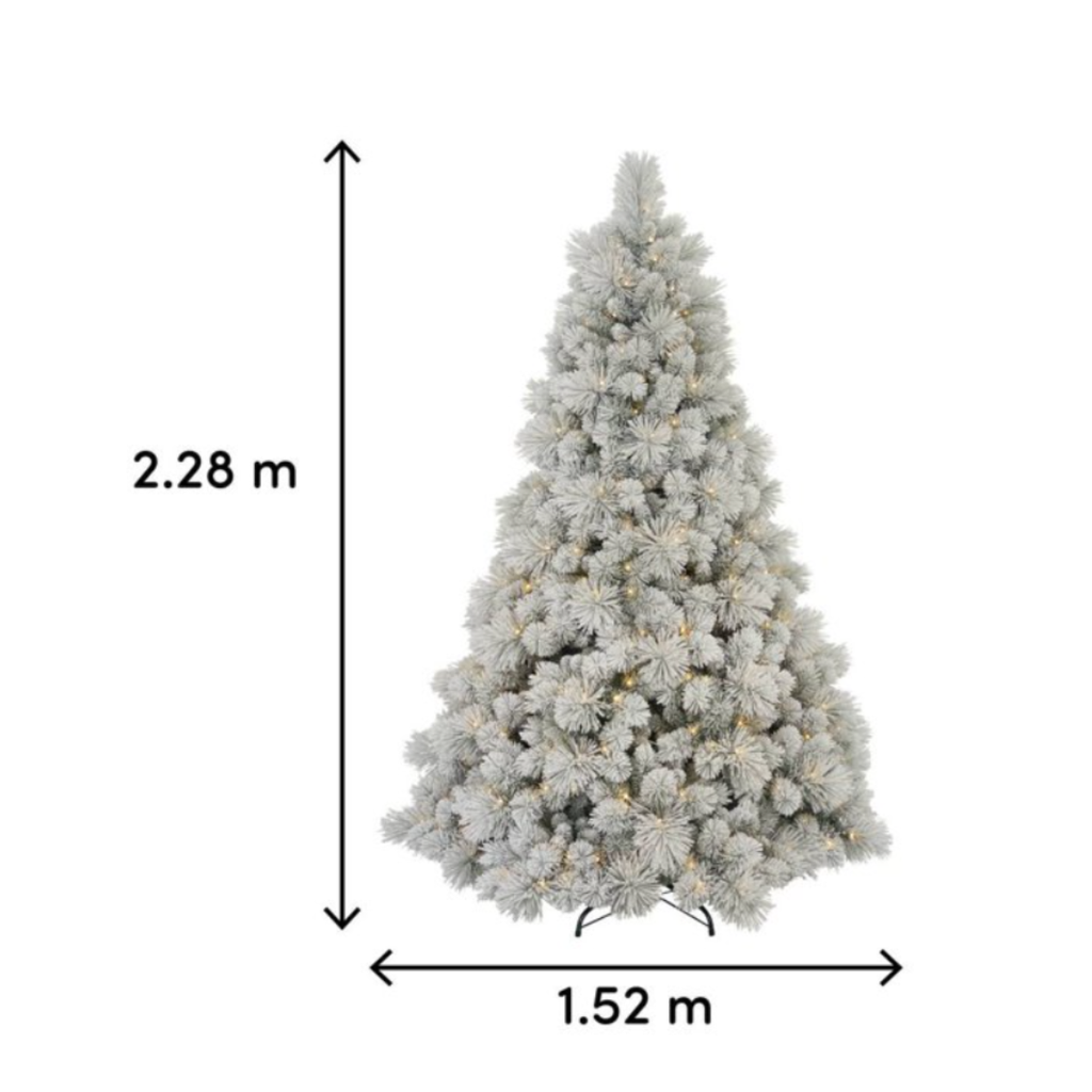 Árbol de Navidad Artificial Member's Mark Nevado con Luces LED 2.28 m Drop 002