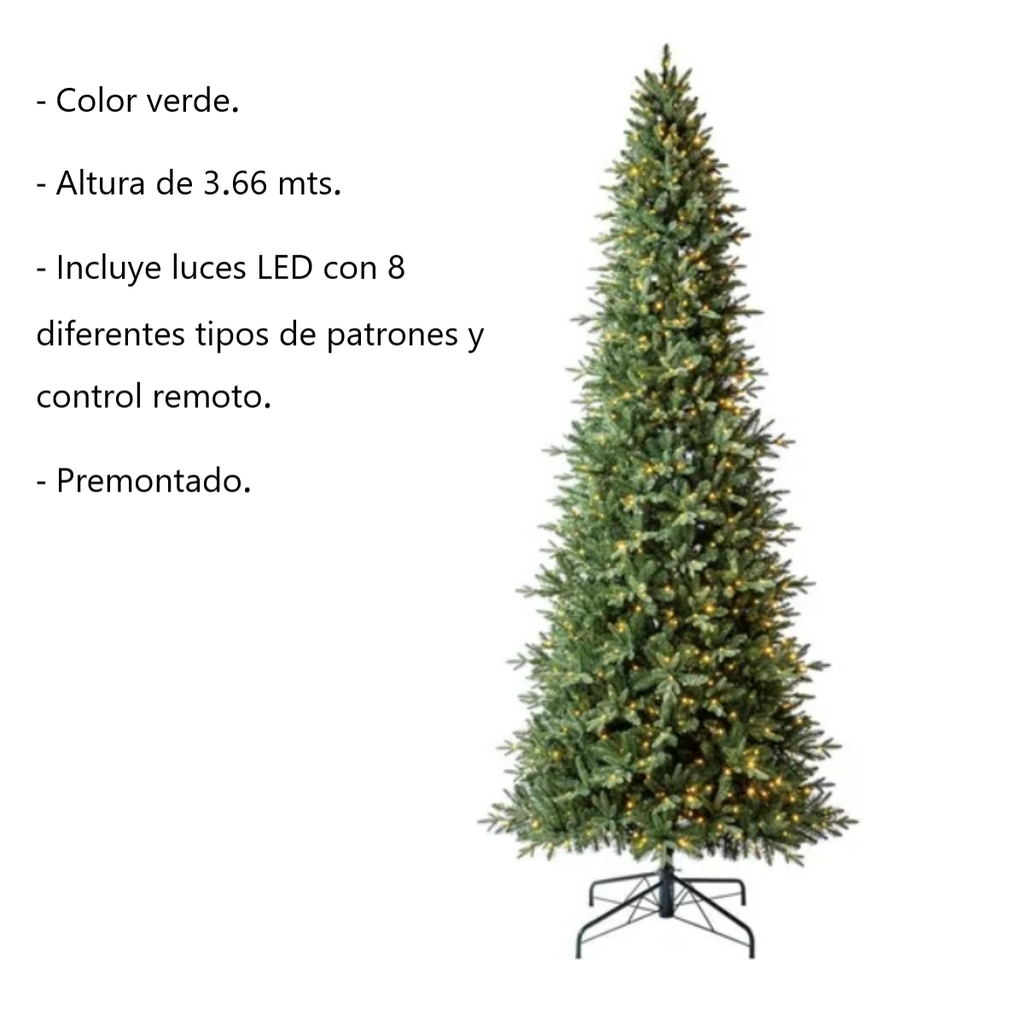 Árbol de Navidad Artificial Member's Mark Premium Richmond Fir con Luces 3.66 m Drop 002