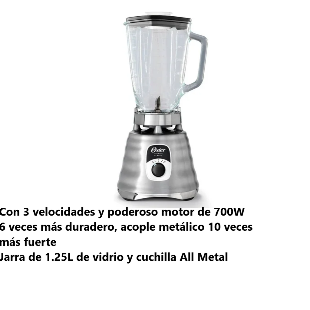 Licuadora Oster Clásica 1.25L Gris 3 Velocidades Drop002