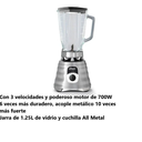 Licuadora Oster Clásica 1.25L Gris 3 Velocidades Drop002