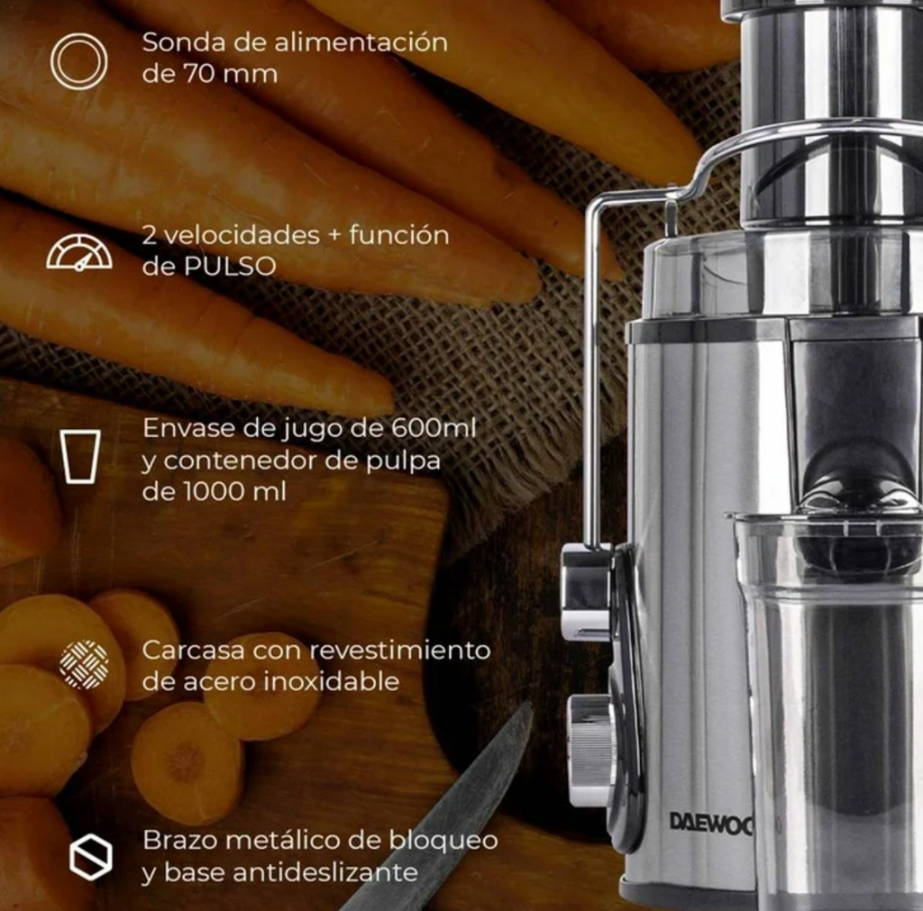Extractor de Jugo Daewoo con 2 Velocidades 400W Drop002