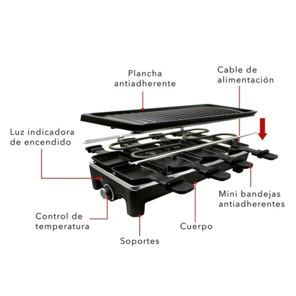 Parrilla Antiadherente RCA Raclette RC-47 1455 W Drop002