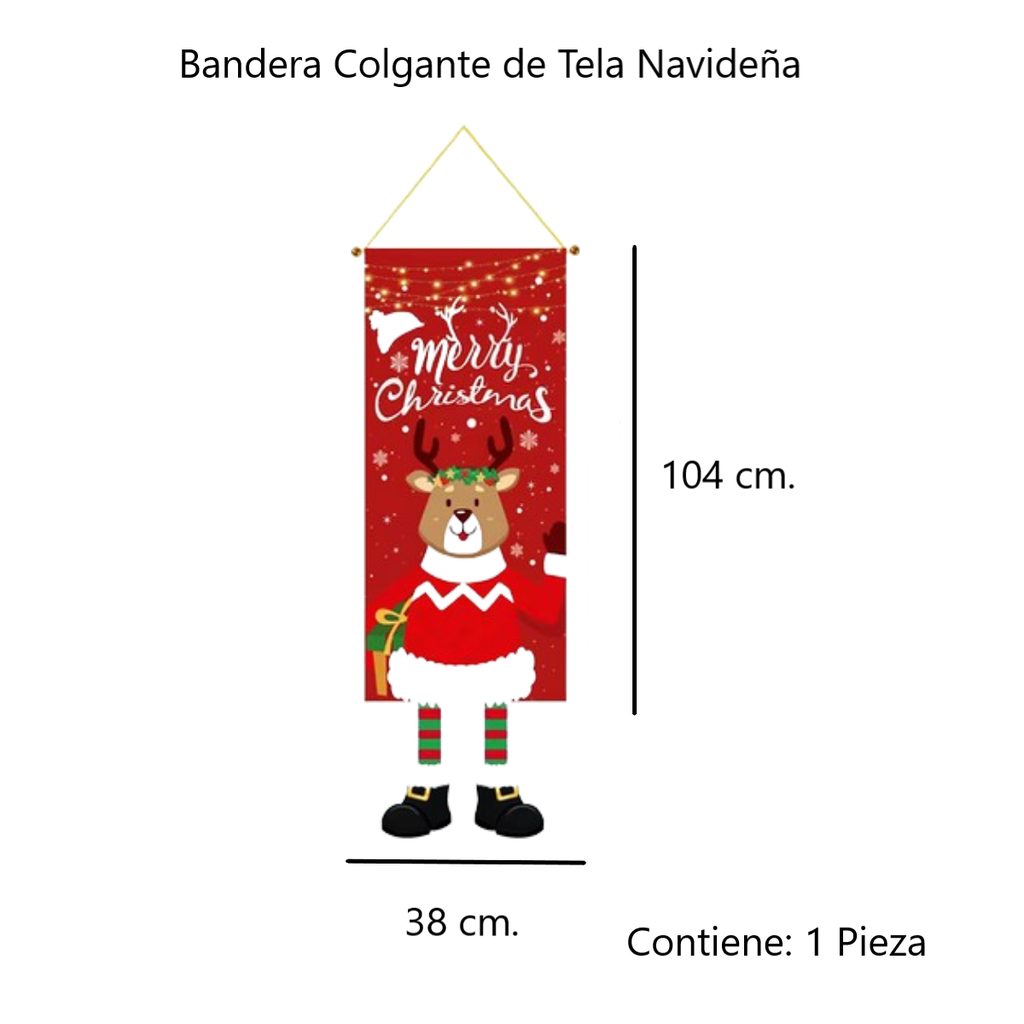 Bandera Colgante De Tela, Personajes Navideños