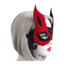 Máscara Sexy De Media Cara De Zorro Cosplay Negro Con Rojo
