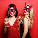 Máscara Sexy De Media Cara De Zorro Cosplay Negro Con Rojo