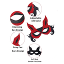 Máscara Sexy De Media Cara De Zorro Cosplay Negro Con Rojo