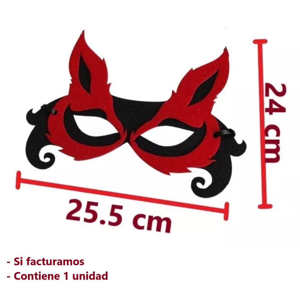 Máscara Sexy De Media Cara De Zorro Cosplay Negro Con Rojo