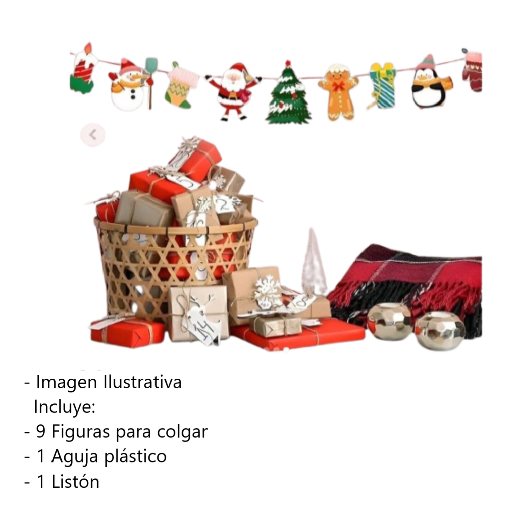 Banderines Con Diseño De Figuras Navideñas