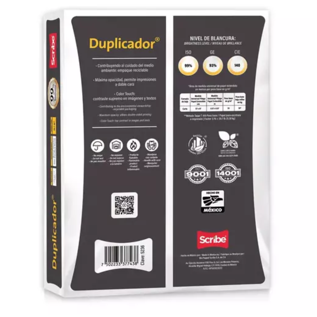Papel Duplicador Blanco Carta 78g/m2 500 Hojas Drop 009