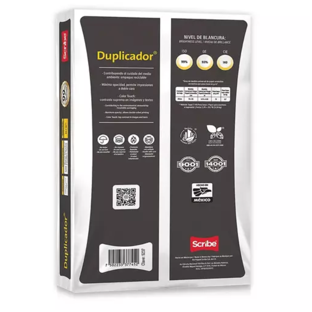 Papel Scribe Duplicador Blanco Oficio 78g/m2 500 Hojas