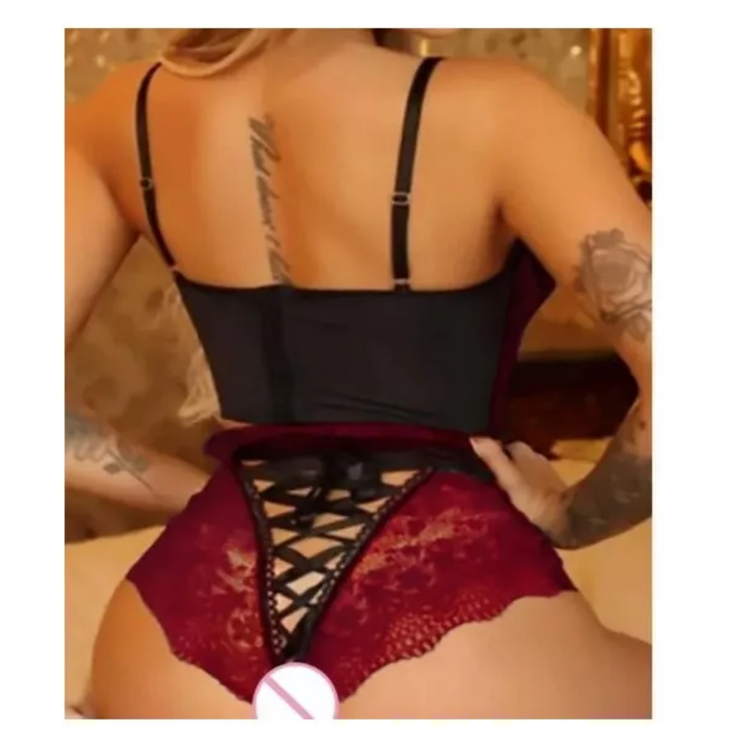Coordinado Lenceria Muy Comodo Super Sexy! Rojo