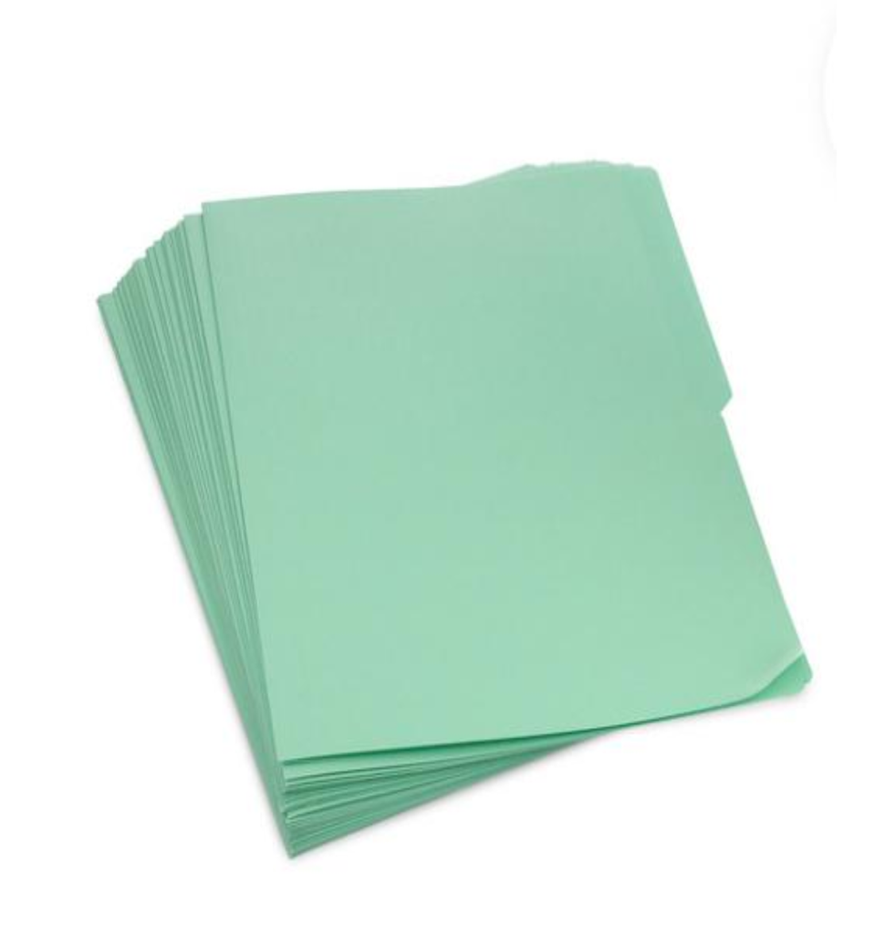 Folder/ Tam. Carta/ Color Verde claro/ Pqte c/25 Pzas/Drop 009