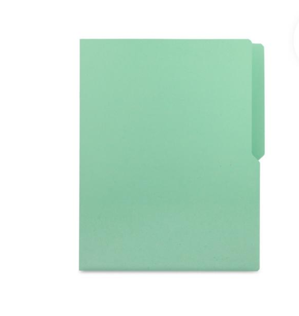 Folder/ Tam. Carta/ Color Verde claro/ Pqte c/25 Pzas/Drop 009