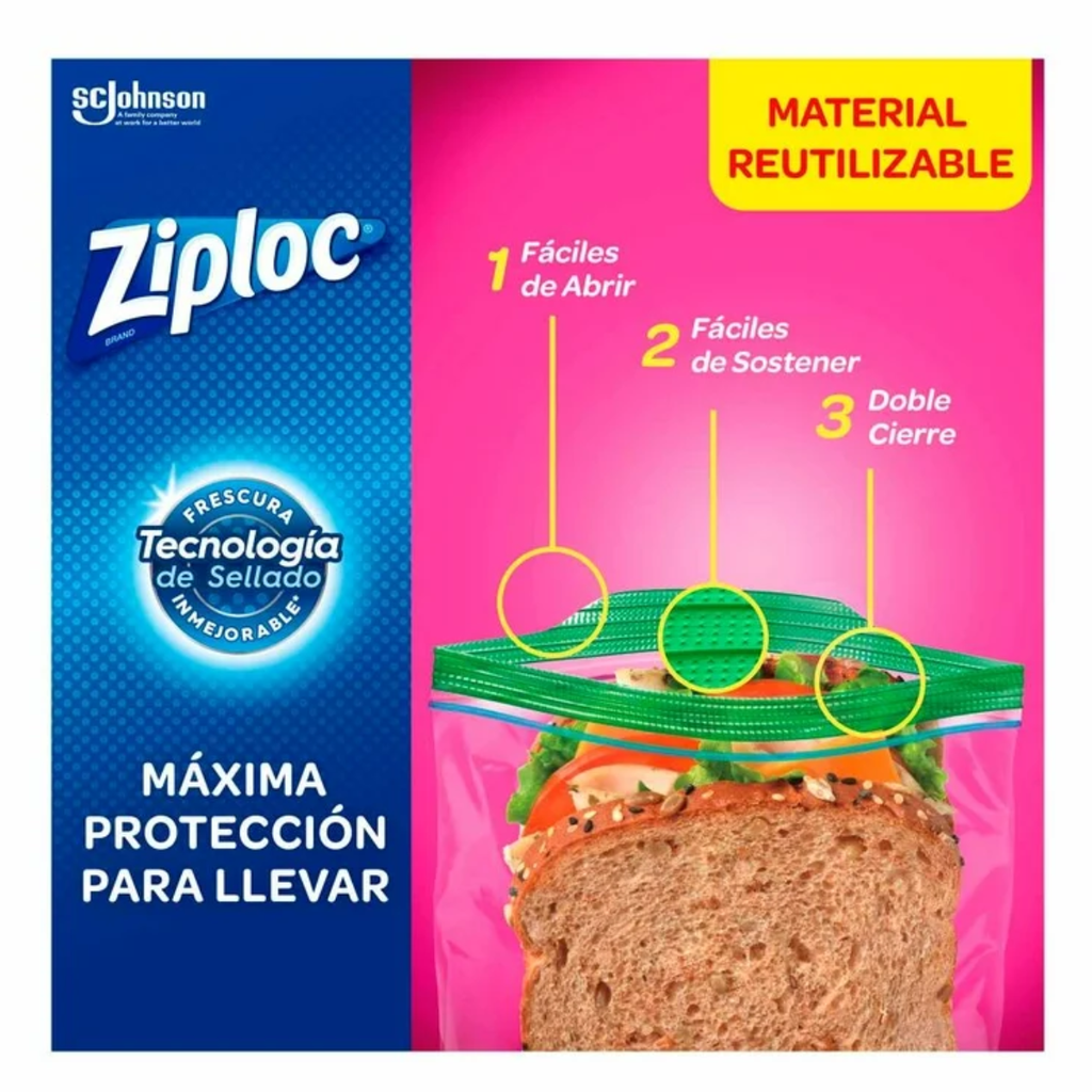 Bolsas Reutilizables Ziploc para Sandwich 290 Pz Drop002