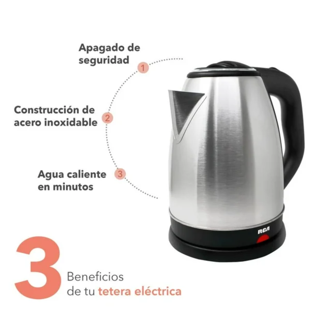 Tetera Eléctrica RCA Acero Inoxidable RC-180GB01 Drop002