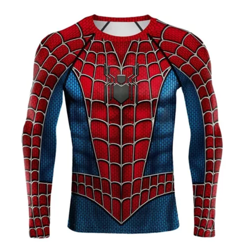 Camisa Deportiva Licra De Spiderman Manga Largas!
