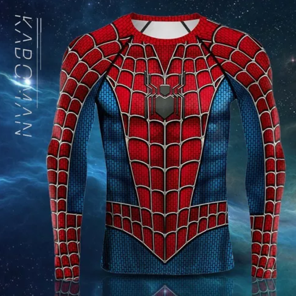 Camisa Deportiva Licra De Spiderman Manga Largas!