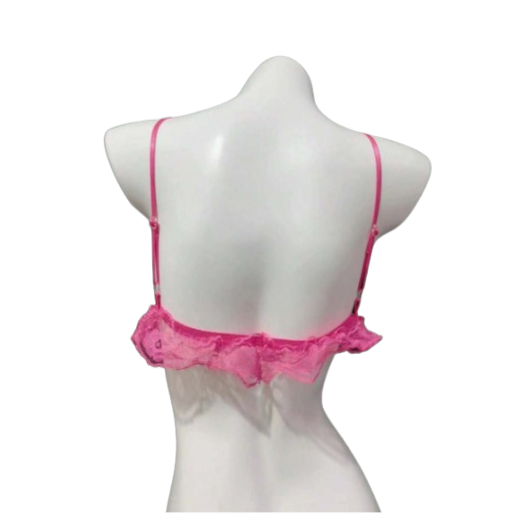 Coordinado Sexy De Encaje, Brassiere Hueco, Rosa Pastel