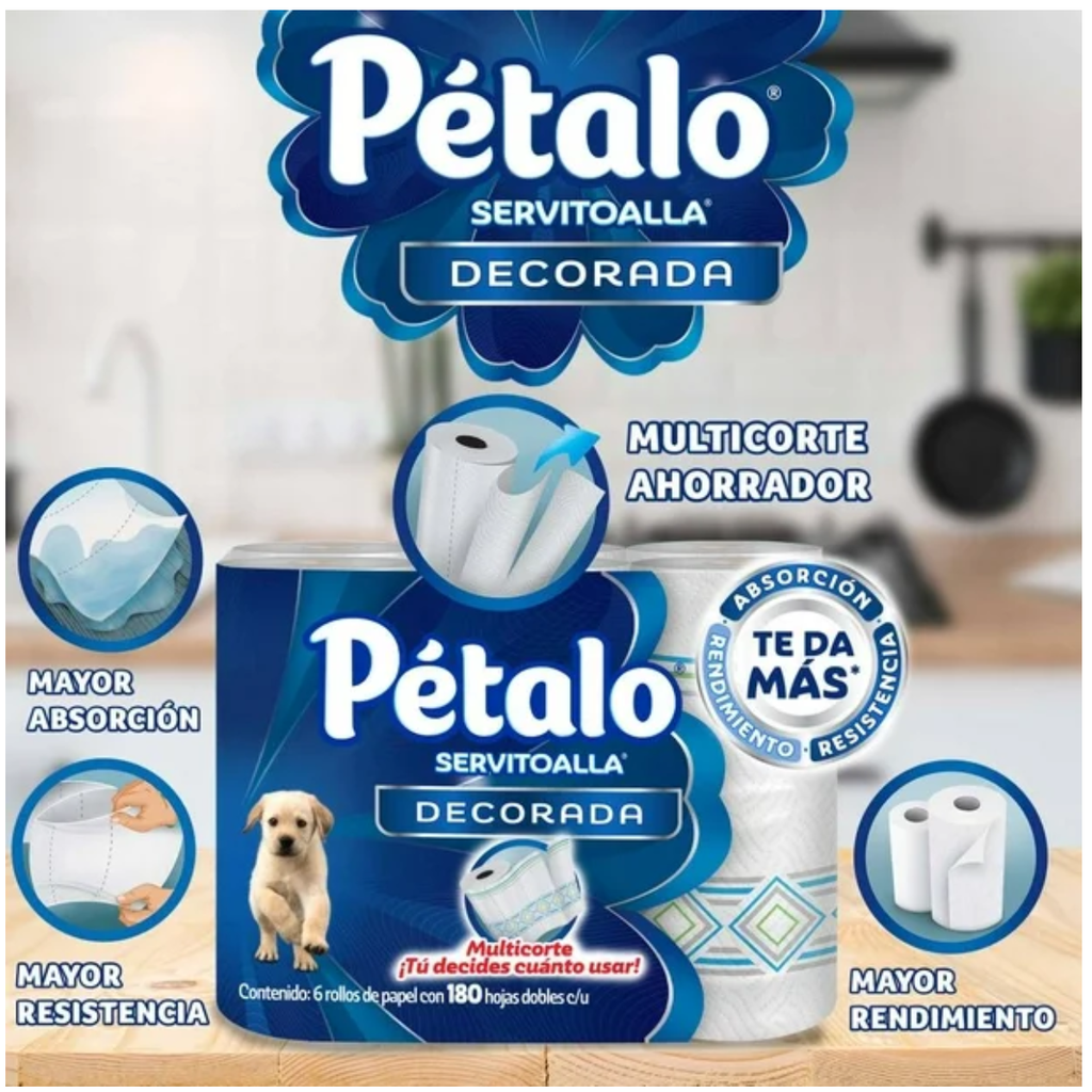 Servitoalla Pétalo Multicorte 6 Rollos de 180 Hojas Drop002