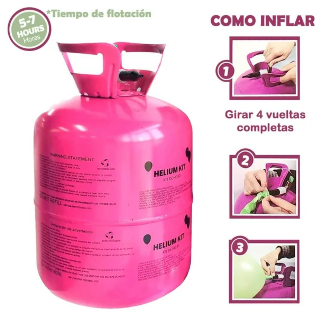 Tanque De Helio Con 30 Globos De Látex Drop002