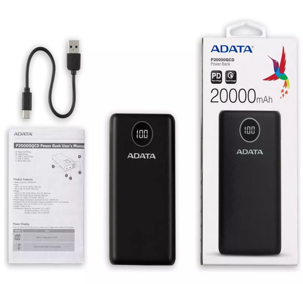 Cargador Portatil Celular Digital Adata Negro Drop002