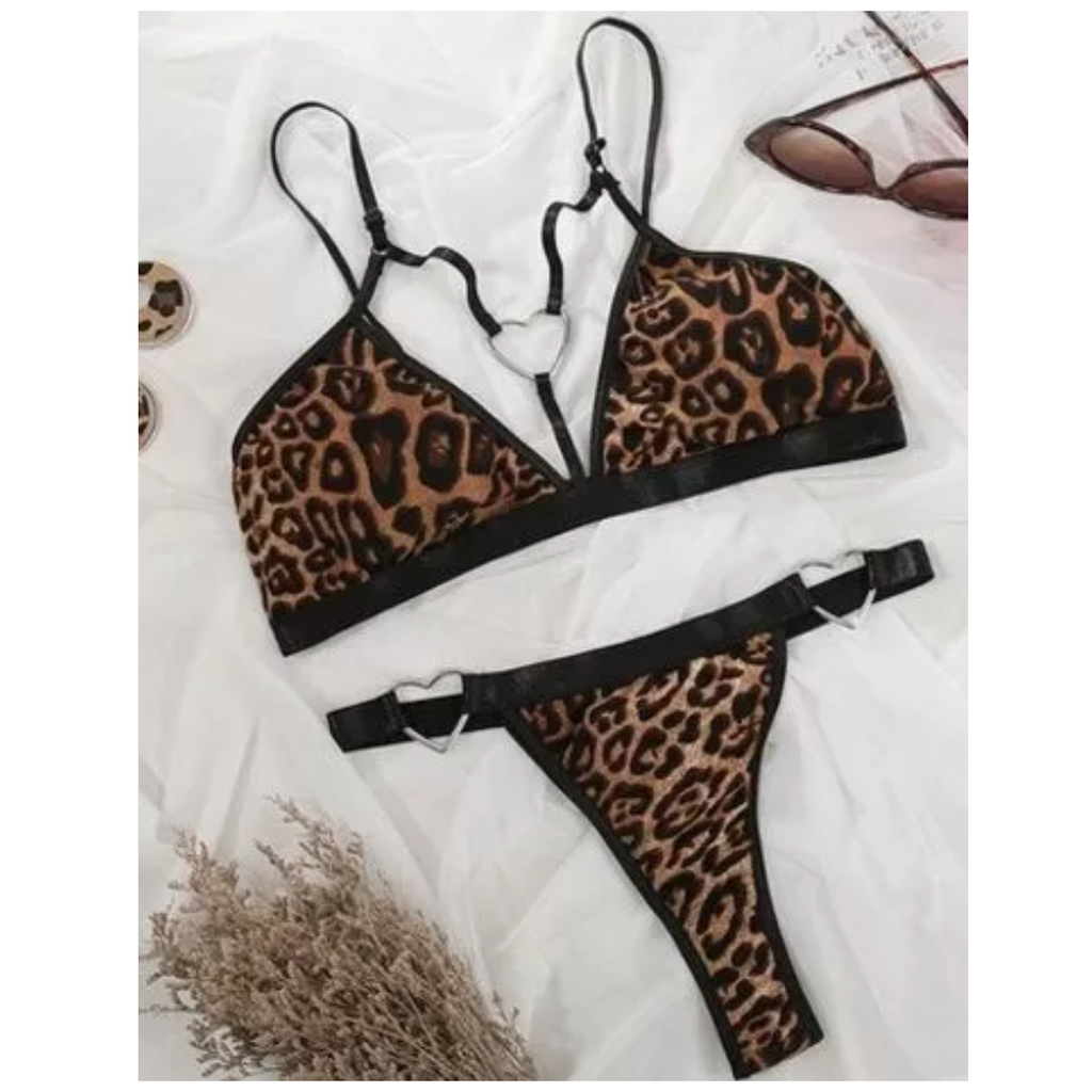 Coordinado Lenceria Muy Comodo Con Tirantes Sexy! Leopardo