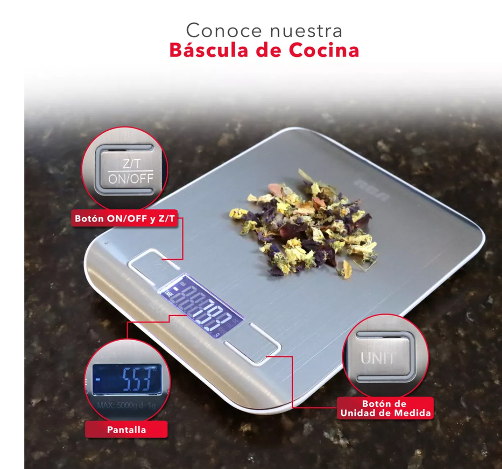 Báscula de Cocina RCA Plateado RC-B1 Drop 002