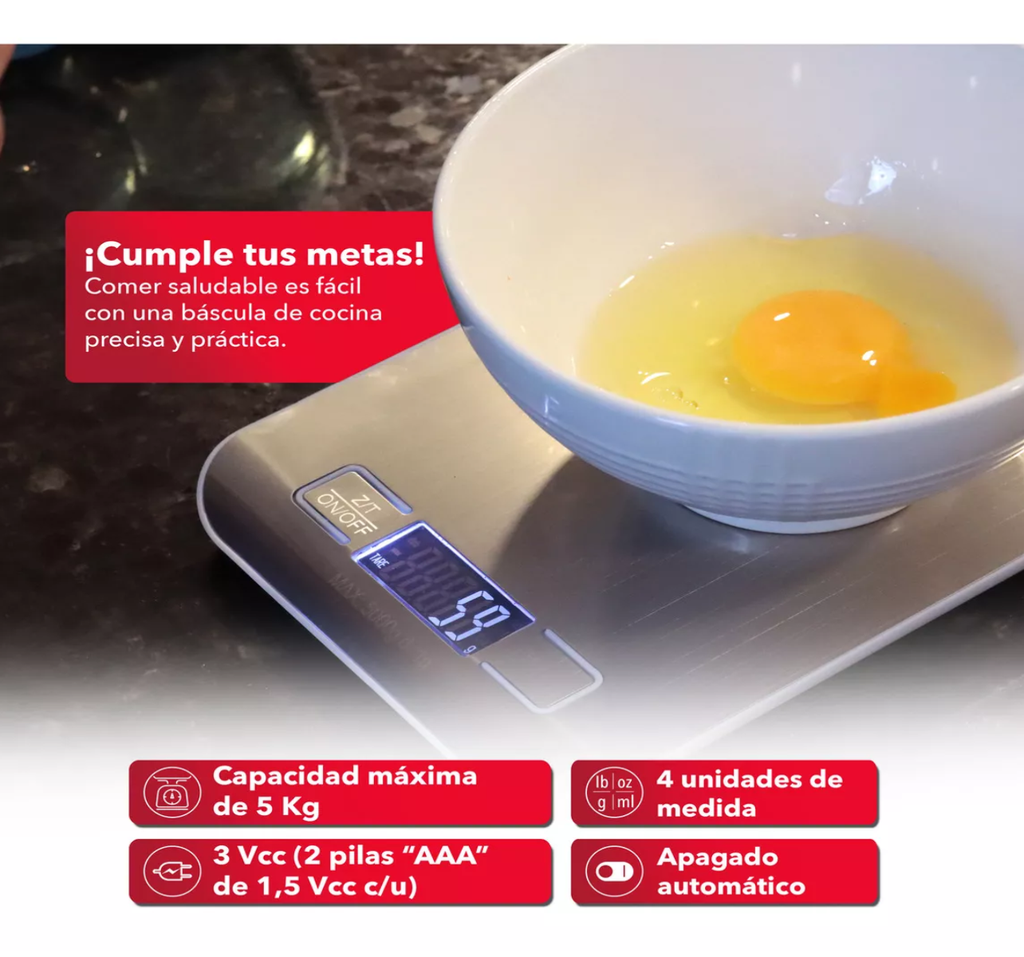 Báscula de Cocina RCA Plateado RC-B1 Drop 002