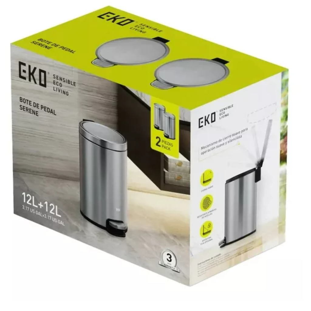 Bote de Basura Eko de Pedal 2 pzas de 12 L c/u Drop 002