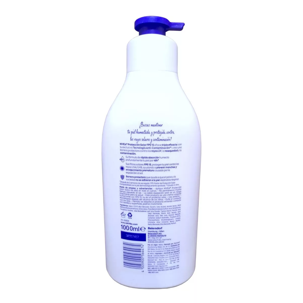 Crema Nivea Protección Solar con Vit. E FPS15 1lt Drop 002