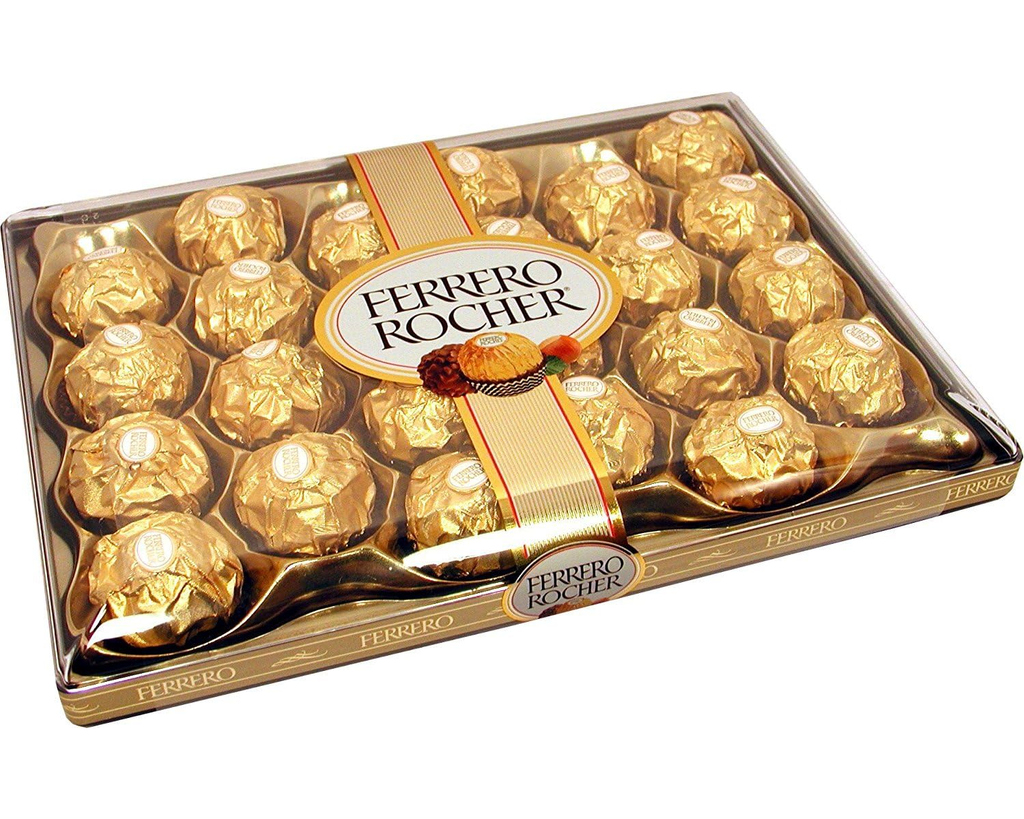 Chocolate Ferrero Rocher Relleno de Avellana 24 pza Drop 002