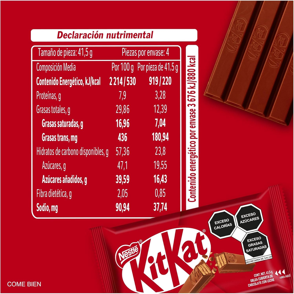 Chocolate con leche 12 barras de 41.5 gramos c/u Drop 002