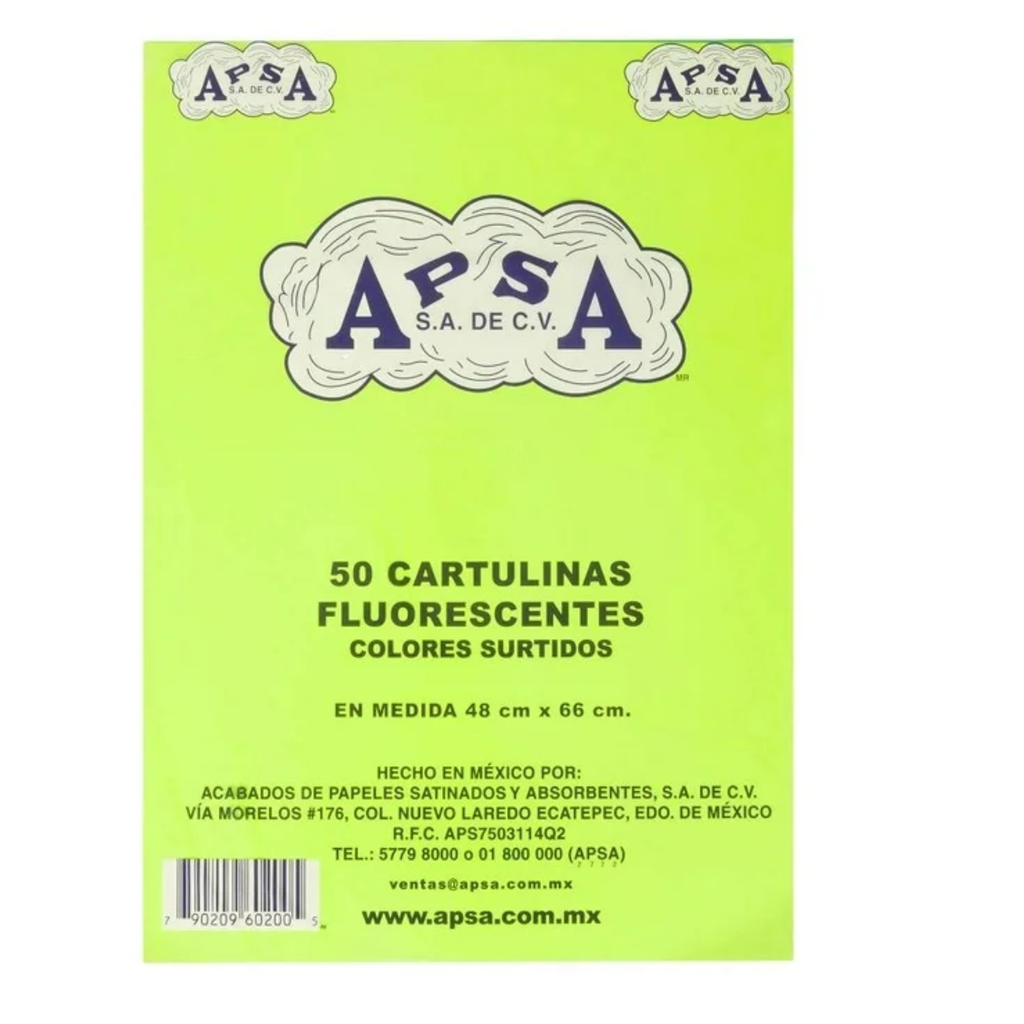 Cartulina Flourescente Apsa 50 pzas Drop002