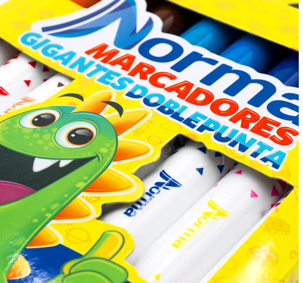 Marcadores Gigantes Doble Punta Norma 8 pzas Drop 009