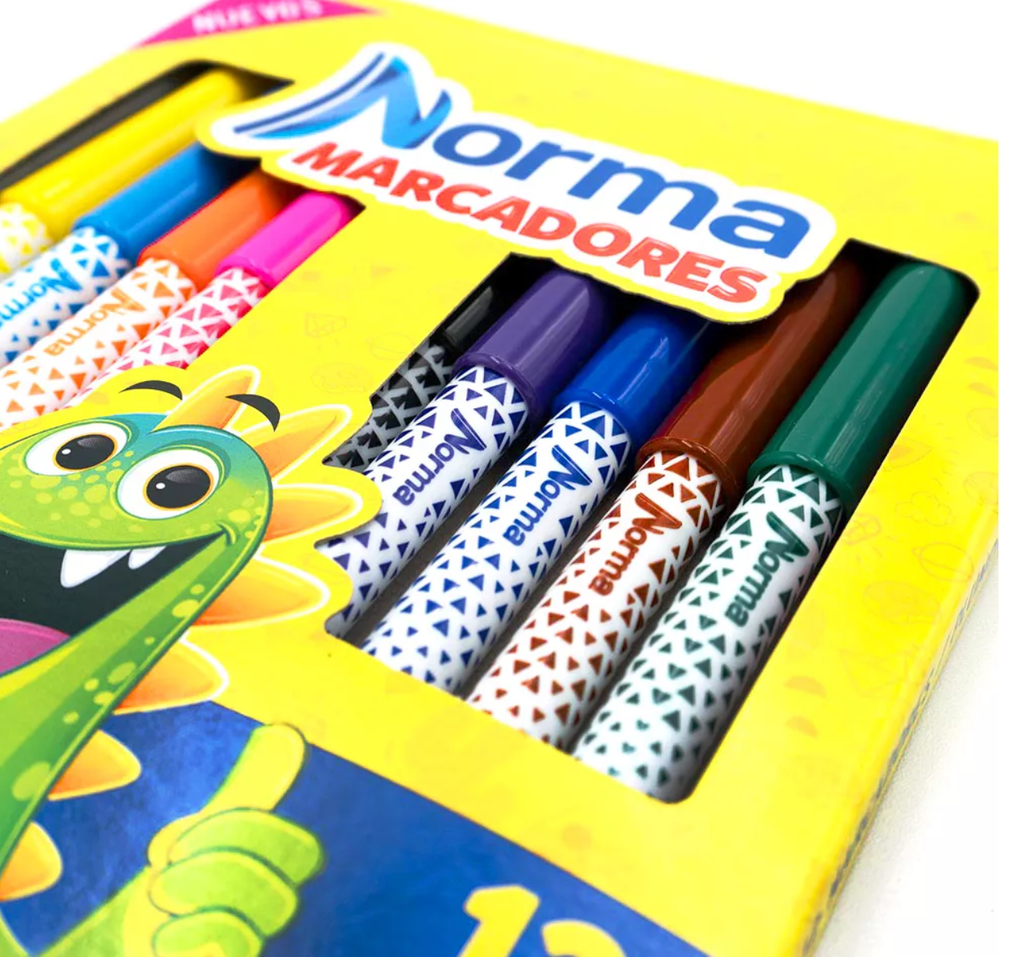 Marcadores Lavables Norma 12 pzas Drop 009
