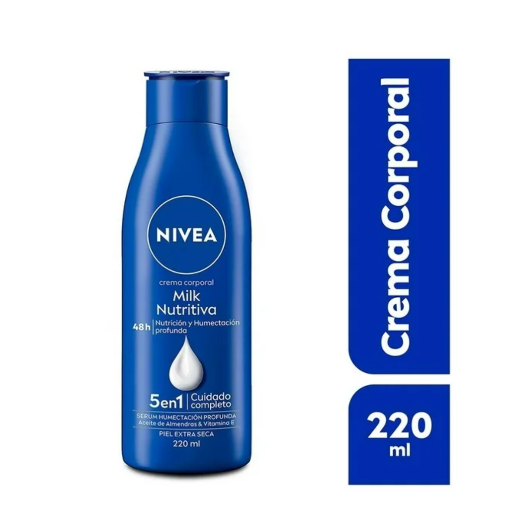 Crema corporal NIVEA Milk Nutritiva humectante 220ml Drop004