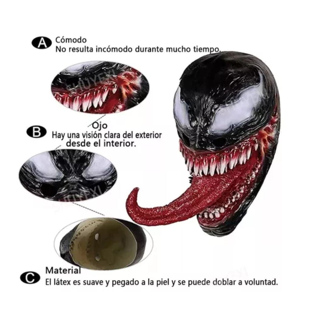 Máscara Venom Halloween Latex Superheroe Cosplay