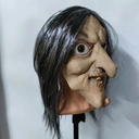 Mascara De Bruja Látex Con Pelo Para Halloween