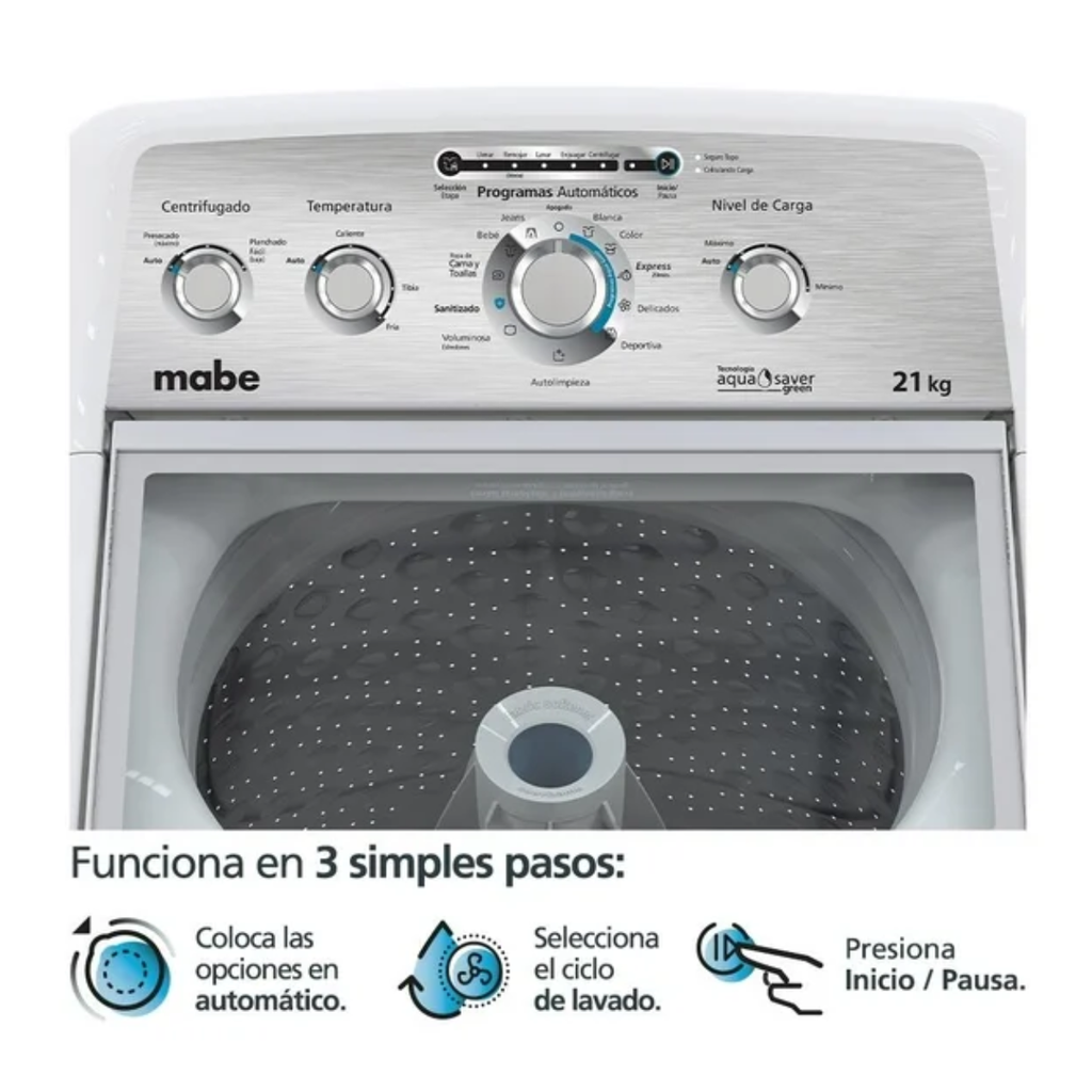 Lavadora Automática Mabe 21 Kg Blanca Drop004