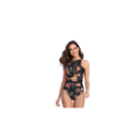 Traje De Baño Bikini Cintura Alta De Malla Floral Una Pieza