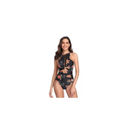 Traje De Baño Bikini Cintura Alta De Malla Floral Una Pieza