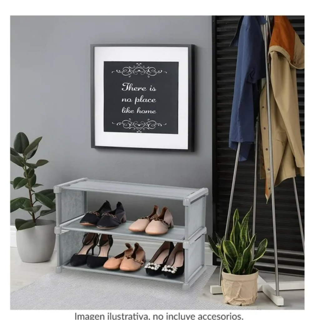 Zapatera Mainstays de Tela 3 Niveles Gris Drop004