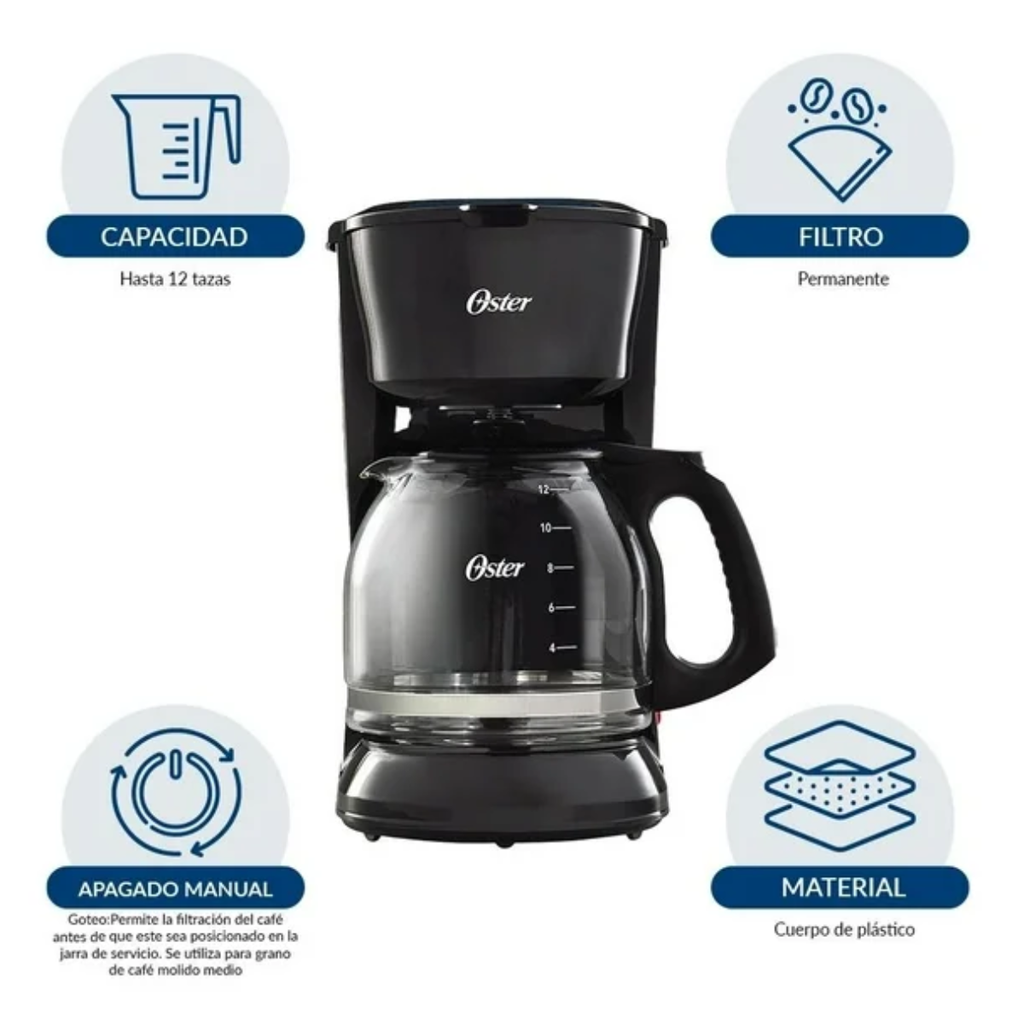 Cafetera Oster 12 Tazas Negro Drop004