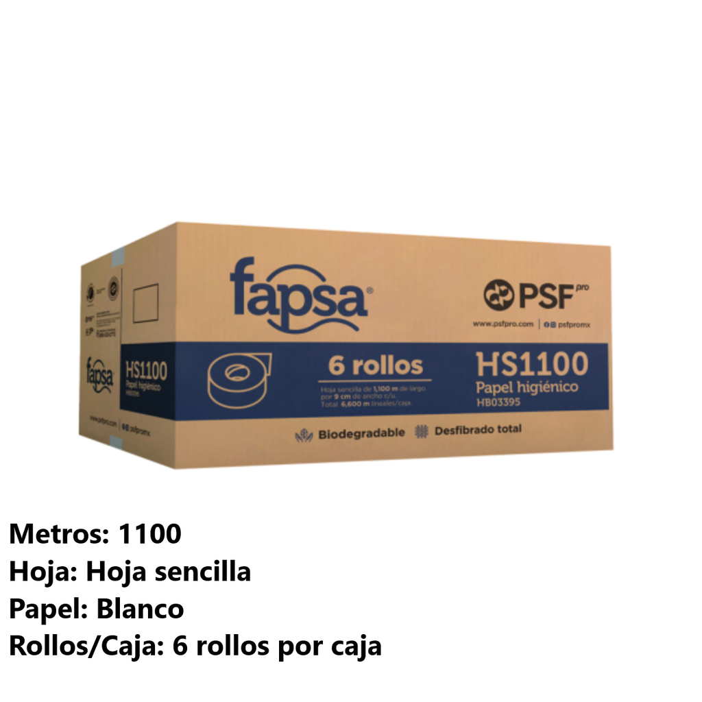 Higiénico Fapsa 1100 Metros C/6 Rollos Drop007