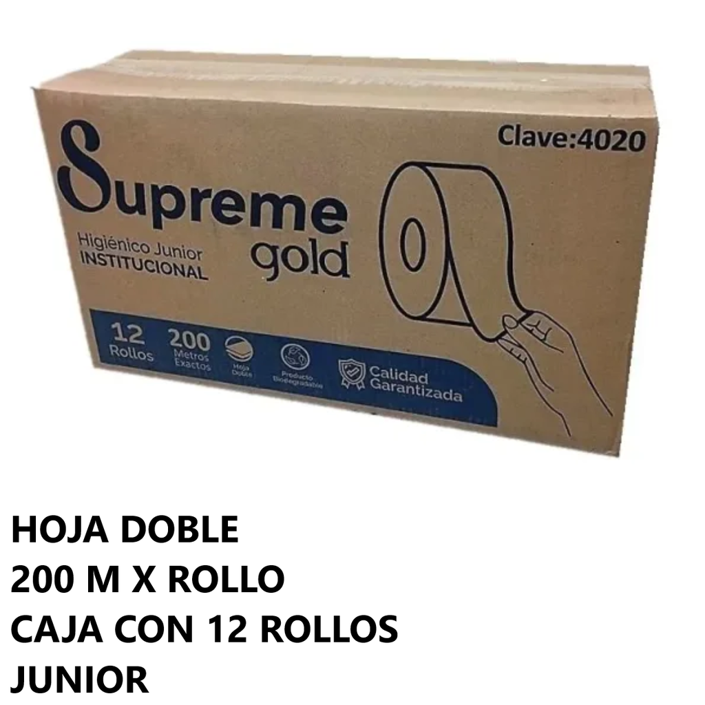 Higiénico 4020 Supreme Gold 200 Metros C/12 Rollos Drop007