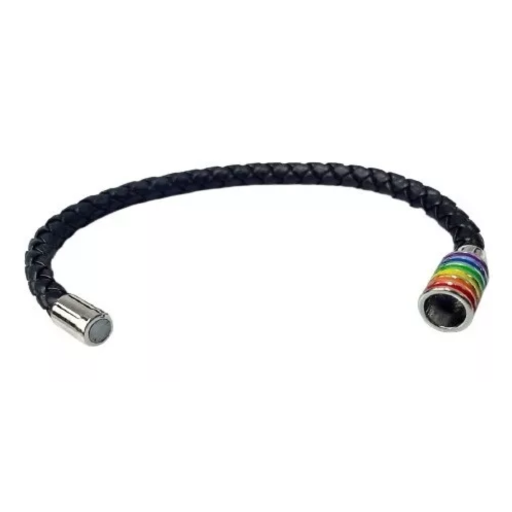 Pulsera Orgullo LGBT Cierre Con Imán Negro Trenzada