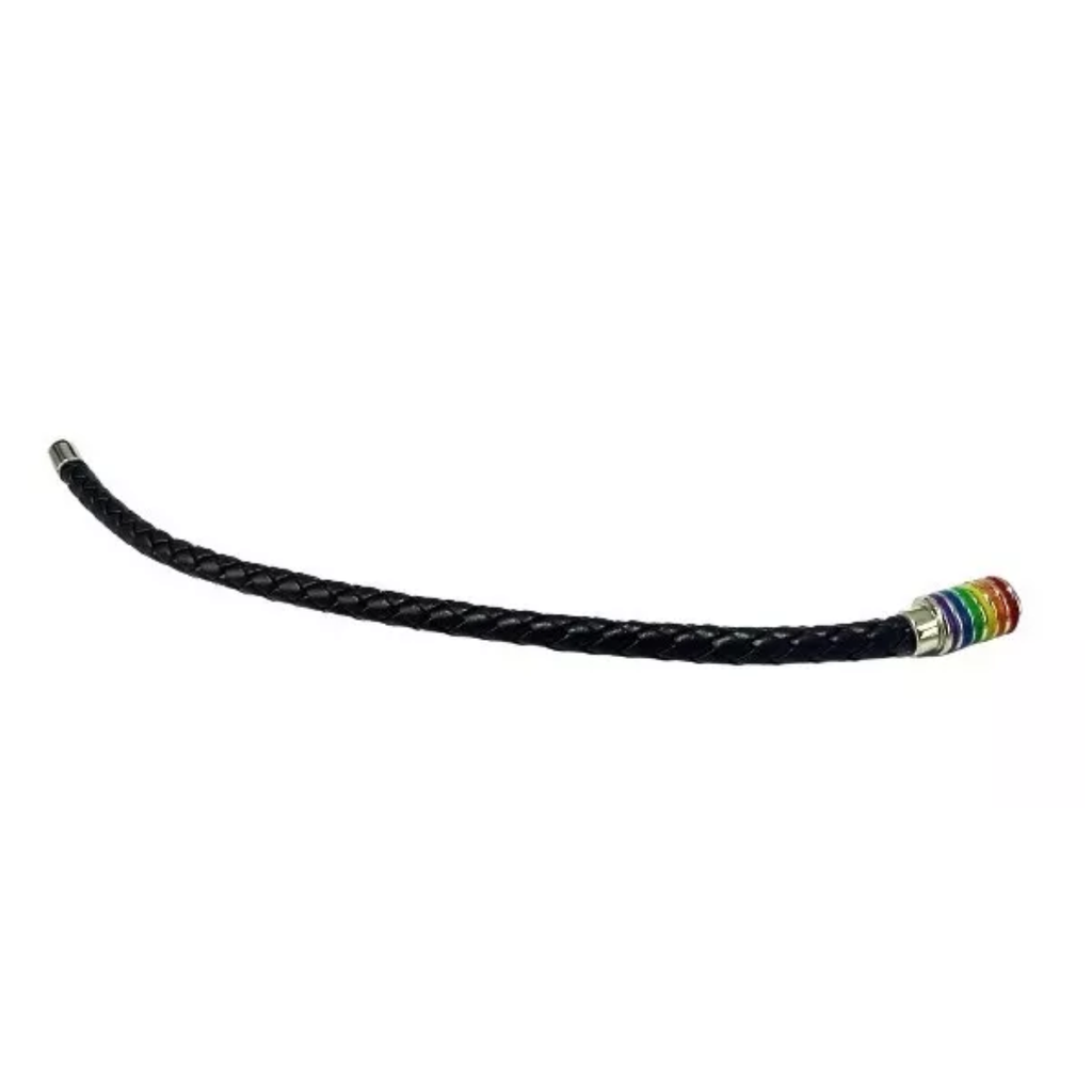 Pulsera Orgullo LGBT Cierre Con Imán Negro Trenzada