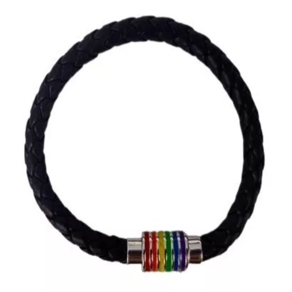 Pulsera Orgullo LGBT Cierre Con Imán Negro Trenzada