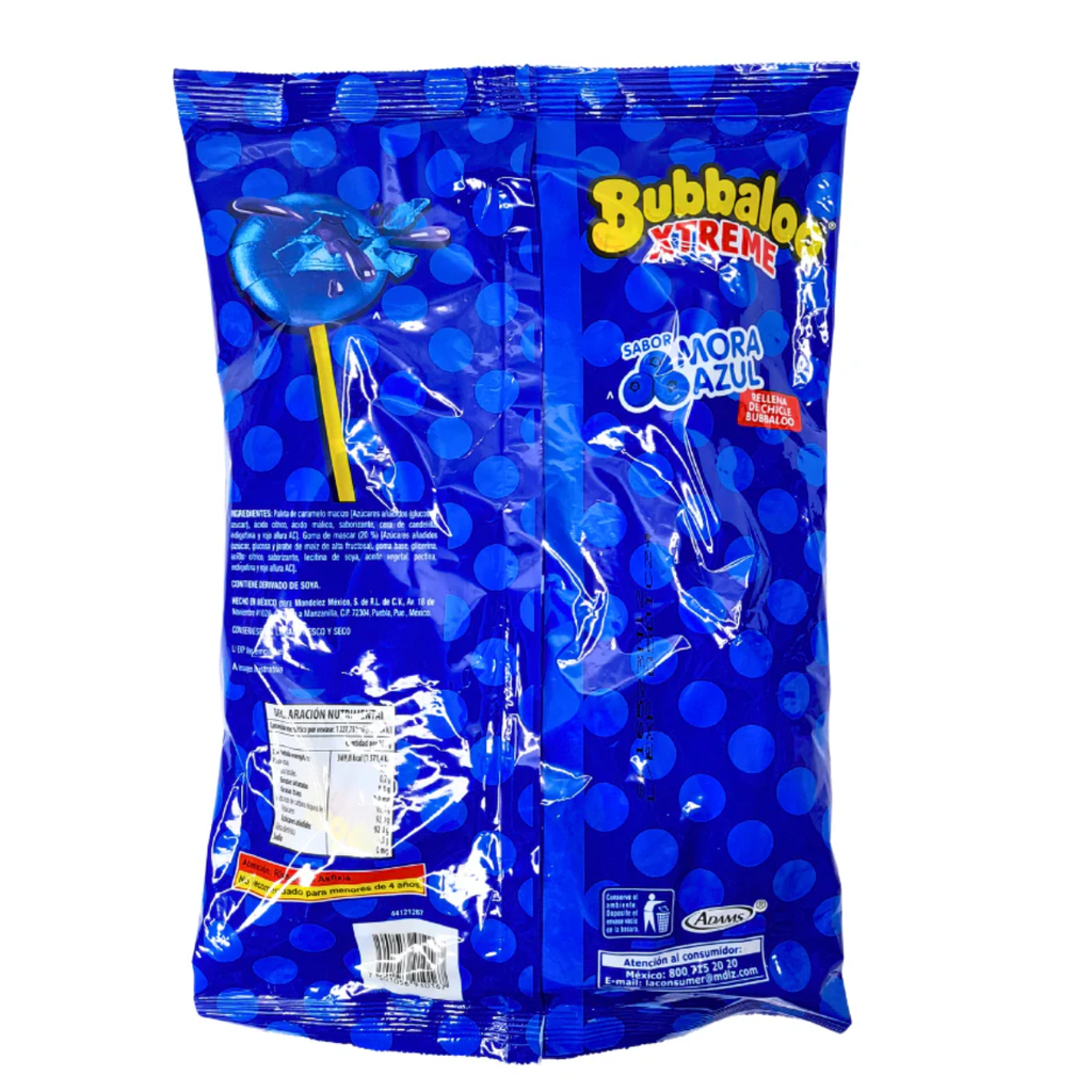 Paleta Bubbalo Xtreme Sabor Mora Azul Con 20 Piezas