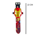 Reloj De Proyección Juguete Para Niños Iron Man Rojo